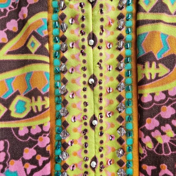 NWT Eci New York Paisley Print Short Sleeve Dress, Boho Hippy, Size Medium - Picture 9 of 14